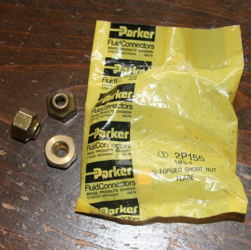 Lot of (8) parker new brass 2p155 14fs-4 1/4&#034; forge short nut flare fitting for sale