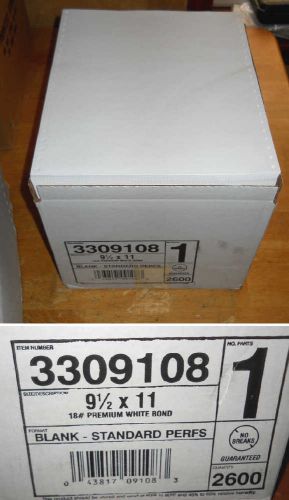 1 BOX Continuous Computer Form Paper,9-1/2&#034; X 11&#034;,1 Part, Blank, Stand Pref,2600