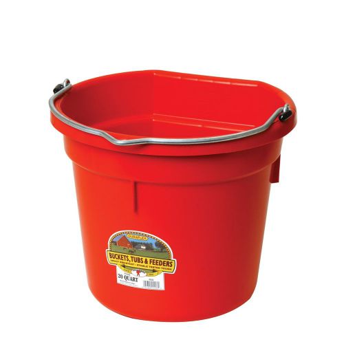 Red 5 gallon (20 qt) professional farm grade flat back bucket pail horse cattle for sale