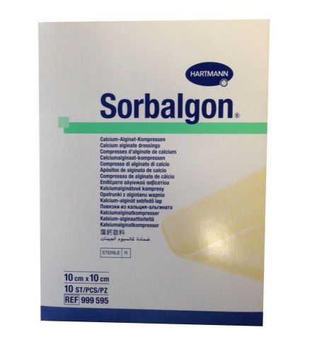 Sorbalgon Calcium Alginate Dressing Sterile Latex Free 10cm x 10cm - Pack of 10