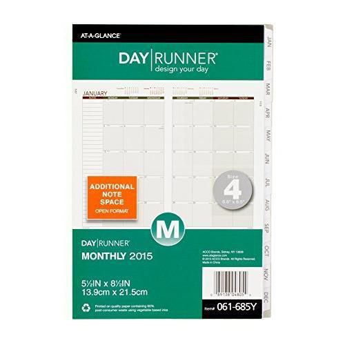 Day runner monthly planner calendar refill 2015, 5.5 x 8.5 inch page size new for sale