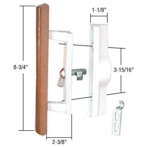 Wood/White Non-Keyed Internal Lock Sliding Glass Door Handle Set with 3-15/16&#034;