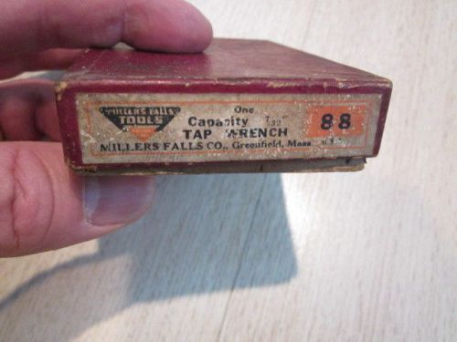 VINTAGE - MILLERS FALLS TOOLS 7/32&#034; #88 T HANDLE TAP WRENCH TOOL in Original Box