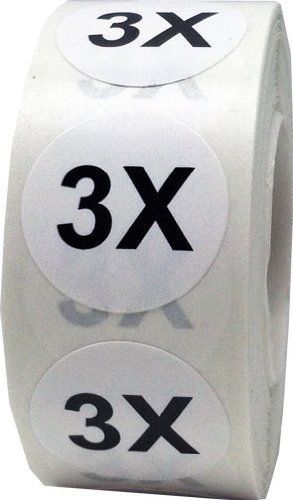 InStockLabels.com White Round Clothing Size Stickers 3X - Adhesive Labels for