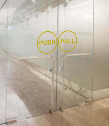 Pull Push Door Stickers Shop Window Salon Bar Cafe Restaurant Office Vinyl Sign
