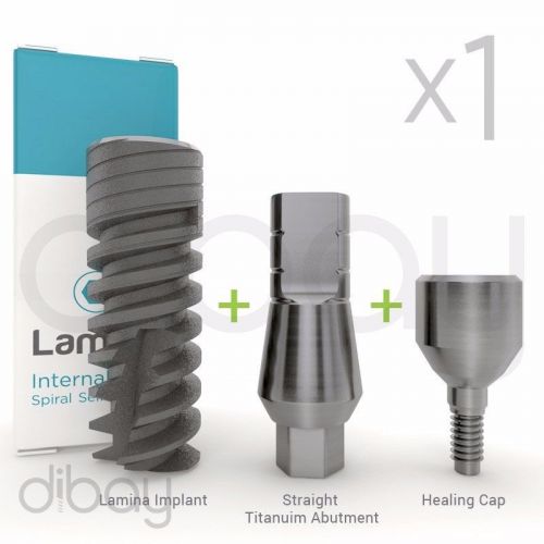 1 x dental implant implants lamina® straight abutment &amp; healing cap internal hex for sale
