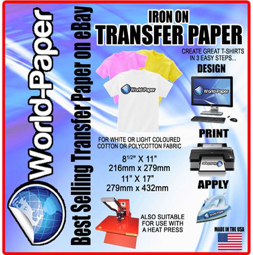 30pk Iron on Transfer Paper for light colors 8.5&#034; X 11&#034;