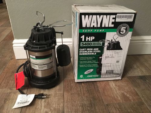 New wayne 1 hp cdu1000 stainless steel cast iron sump pump w/ vertical float for sale