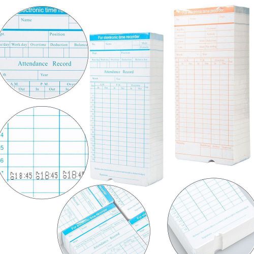 100 PCS Monthly Time Clock Cards Attendance Payroll Recorder Timecards