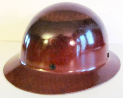 Vintage hard hat brown msa safety co. skullgard fiberglass full brim l-10 for sale