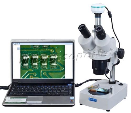 Omax 20x-40x-80x table stand stereo trinocular microscope with 2mp usb camera for sale