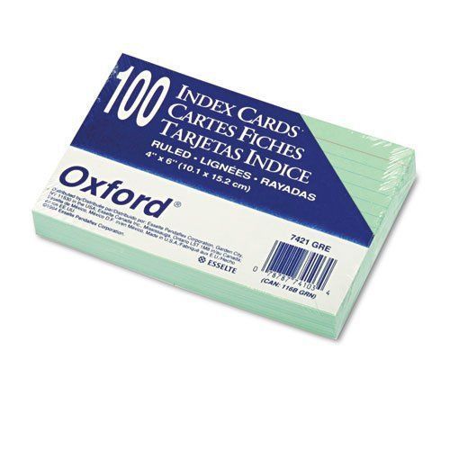 Oxford Ruled Index Cards, 4 x 6, Green, 100/Pack