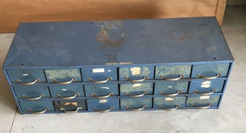 Vintage 18 Drawer Metal Cabinet Industrial L 34&#034; W 11 1/2&#034; H 10 3/4&#034;