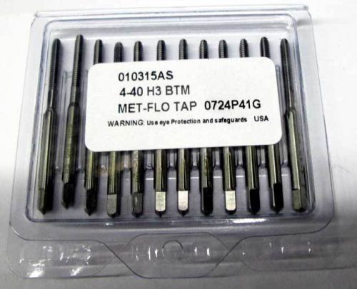 12 Pcs. Standard Tool 4-40 GH3 Met-Flo HSS Thread/Roll-Form Bottoming Taps