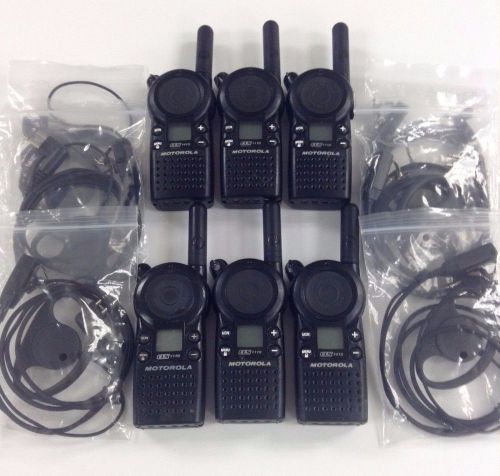 Motorola CLS1110 5-Mile 1-Channel UHF 2-Way Good Condition Lot of 6 w/earpieces