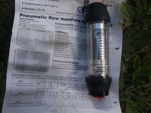 Lake Monitors Pneumatic Flow Meter Air &amp; Gases G3A4AA02 NEW