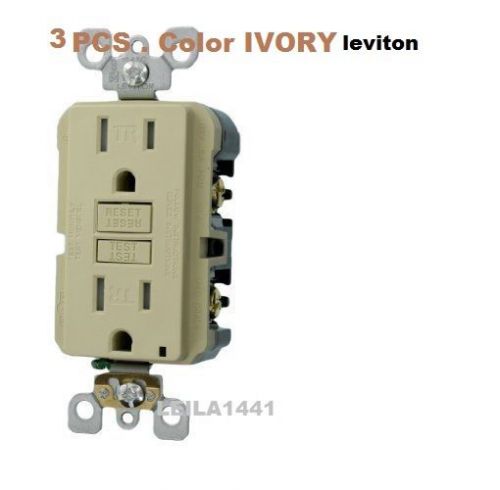 3 X Leviton N7599-3I 15-Amp 125-Volt  SmartLockPro Slim GFCI Rec