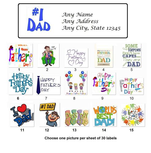 30 Personalized Return Address Labels Dad Father Buy 3 get 1 free (a20)