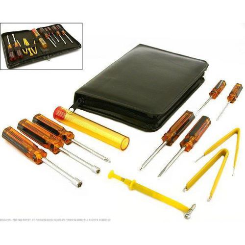 Computer repair kit travel tool zip case pick up tool nut driver tweezers 11pcs for sale