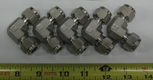 LOT OF 5 NEW PARKER S.S. METRIC A-LOK TUBE FITTING 10mm UNION ELBOWS  EEM10-316