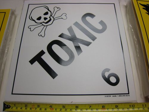Lot of 10 ind. DOT warning Stickers 10 3/4&#034; X 10 3/4&#034; U-LINE S-3572V TOXIC 6