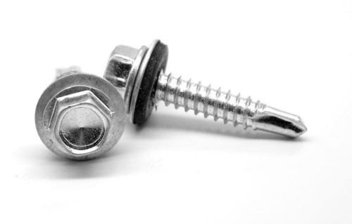 #12-14 x 1&#034; pro self drill screw hex washer hd w/neopr wash#3 pt zinc pk 100 for sale