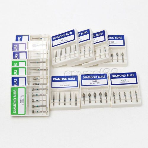 100pcs dental diamond burs tapered medium fg1.6mm assorted high speed handpiece for sale