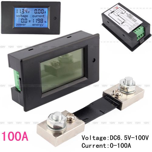 Dc 100a lcd voltage current kwh watt car battery panel power monitor combo meter for sale