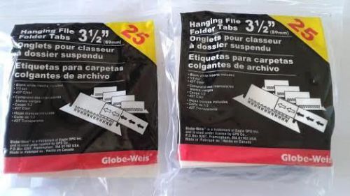 Globe-Weis 3-1/2&#034; Hanging File Folder Tabs 2 Packs of 25