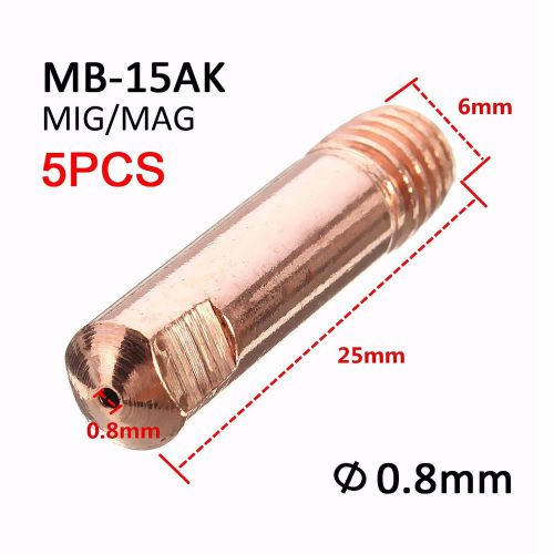 Pack of 5pcs mb-15ak mig/mag welding torch contact tip m6 thread 0.8mm x 25mm for sale