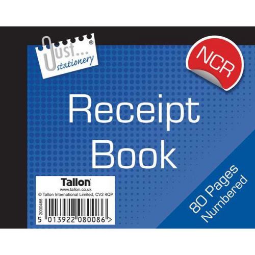 Carbonless NCR Receipt Book Numbered Cash Duplicate Pad Half Size 1-80 Pages