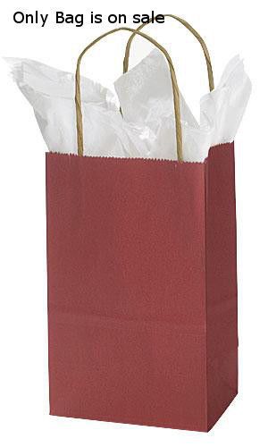 Count of 100 New Retail Small Brick Red Paper Shopping Bag 5  1/4 ” x 3  1/4 ” x 8  3/4 ”