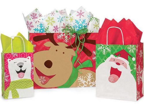 125 Catching Snowflakes Christmas Shopping Gift Bags Wholesale Holiday Packaging