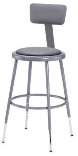 National Public Seating  Grey Steel Stool With Vinyl Upholstered Seat school