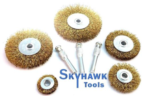 8-pc Brass Wire Wheel Brush Assorted Metalworking Polishing Set Arbor Size 1/4&#034;