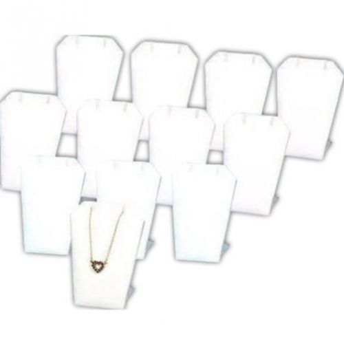 12 Pendant Chain Display White Faux Leather Jewelry