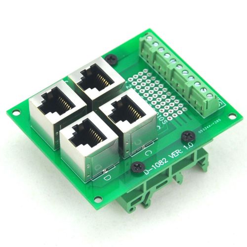 Rj50 10p10c 4-way buss board interface module with simple din rail mount bracket for sale