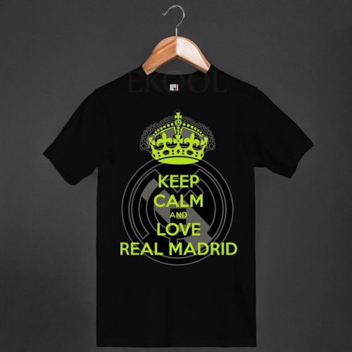 Keep calm and love real madrid f.c. soccer club new logo black t-shirt for sale