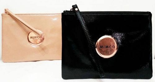 Mimco  2 x LOVELY MEDIUM POUCHES BLACK &amp; FOUNTAIN ROSE GOLD BNWT