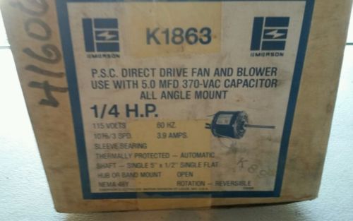 Emerson 1863 PSC Direct Drive Fan &amp; Blower All Angle Mount 3 Speed 1/4HP 3.9A