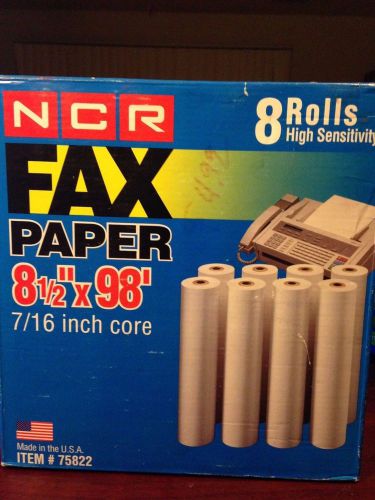 NCR Fax Paper 8 Rolls 8 1/2 x 98&#039; 7/16 inch Core #75822 High Sensitivity FREE SH