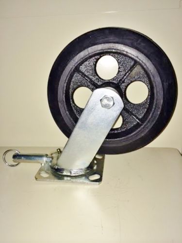 New 8&#034; x 2&#034;  swivel locking caster heavy duty castor rubber on iron cmh for sale