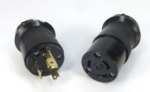 Hubbell Turn &amp; Pull Plug and Receptacle 30A, 250V, HBL2623EBK, HBL2621EBK