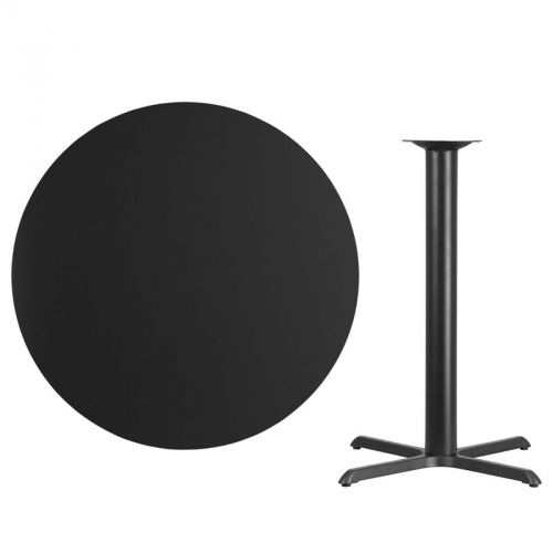42&#039;&#039; Round Black Laminate Table Top with 33&#039;&#039; x 33&#039;&#039; Bar Height Table Base