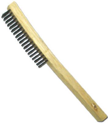 ABCO PRODUCTS Wire Brush, Curved Long Handle, Steel &amp; Wood