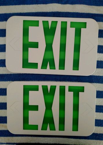 2 exit signs plastic one sided  green box &amp; accessories new for sale