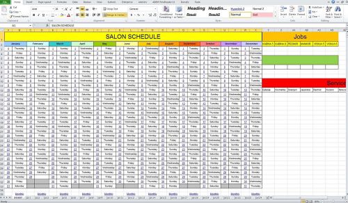 Salon Scheduler Excel 2007 2010