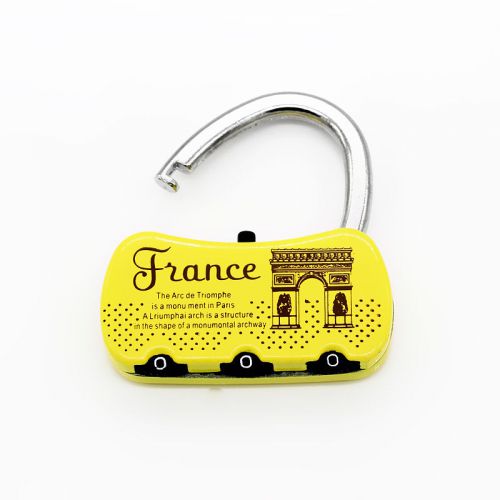 3 Dial Digit Cartoon Suitcase Luggage Metal Code Password Lock Padlock Yellow