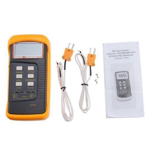 Signstek 3 1/2 6802 ii dual channel digital thermometer with 2 k-type new for sale