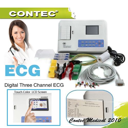 ECG EKG electrocardiograph 3-CH TOUCH SCREEN  ECG machine PC SOFTWARE CONTEC